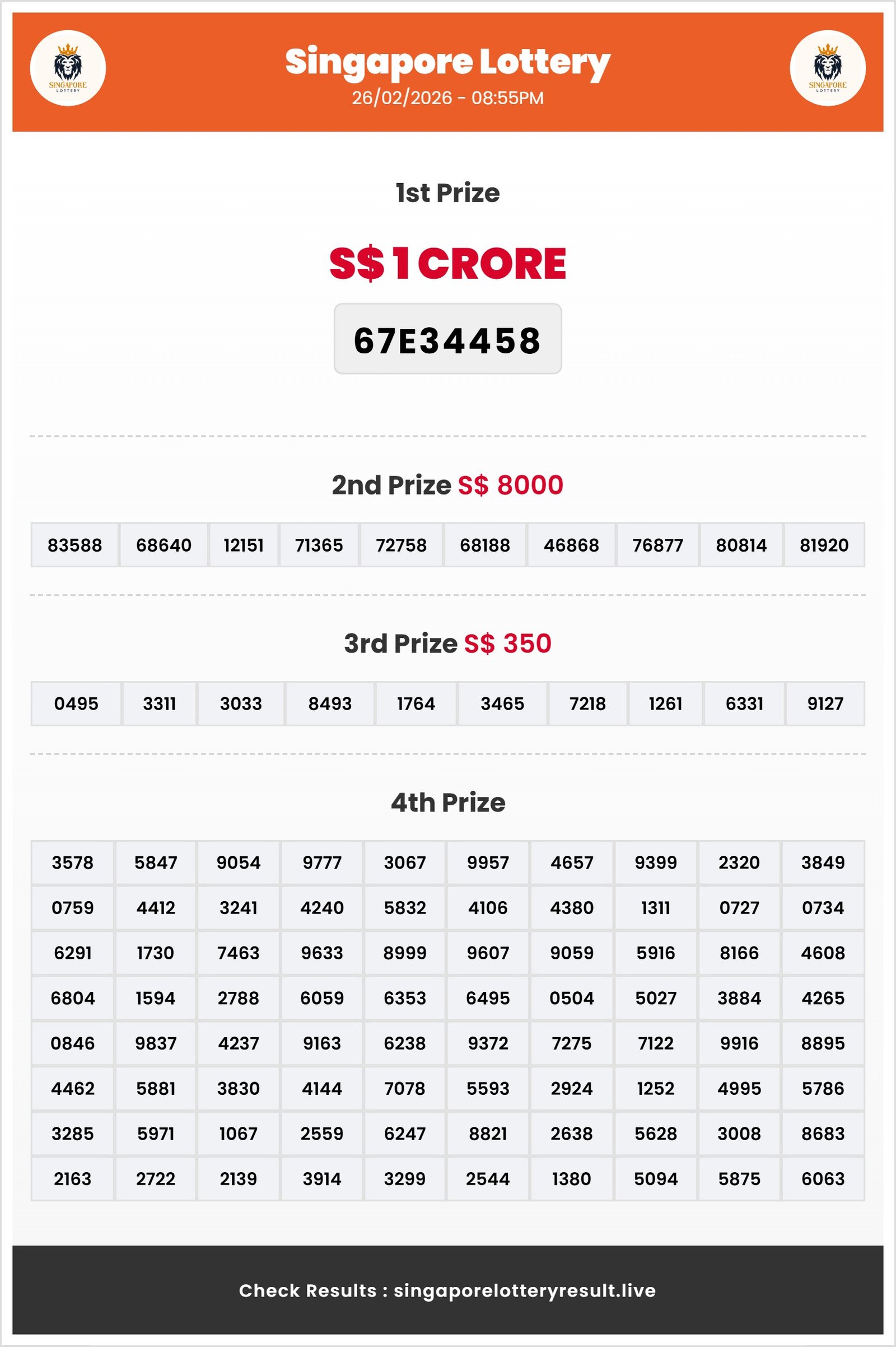Thumbnail for  26/02/2026 Result | 08:55 PM